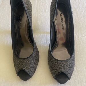 Gianni Bini Glittering Black Peep Toe Heels